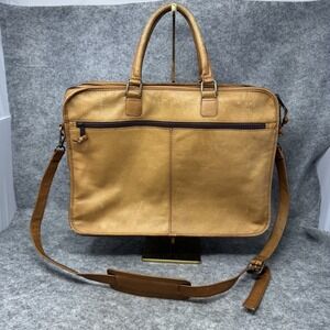 Vintage Genuine Leather Colombia Laptop Brief Case Messenger Bag Camel‎ Business